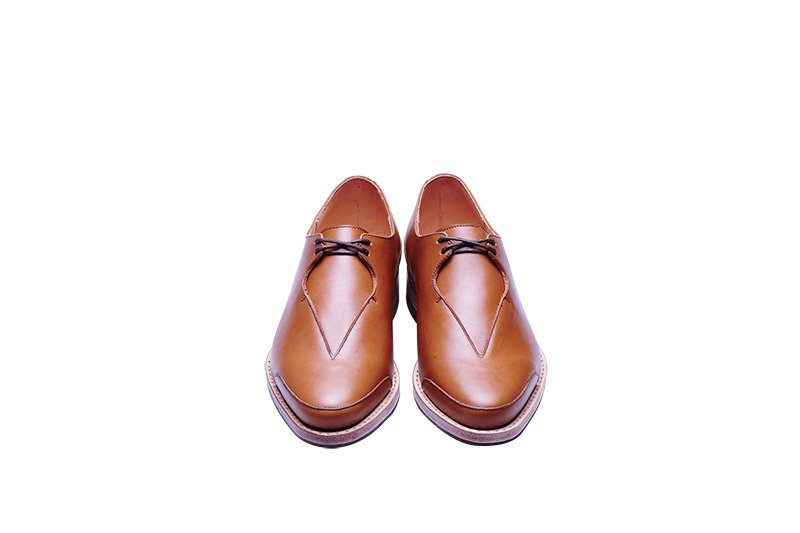 Stitching Sole_Leaf_Tan - 男皮鞋 - 真皮 橘色