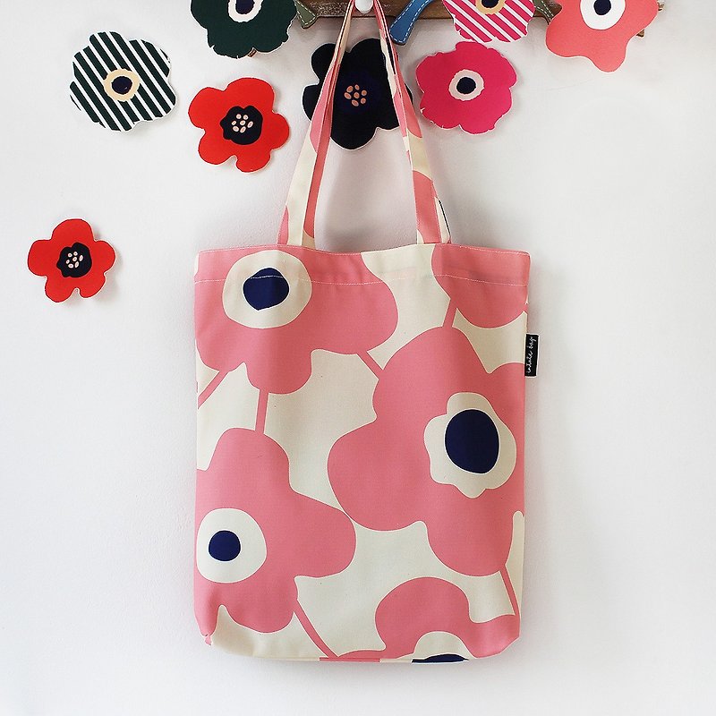 canvas tote bag , Flower tote bag, Shopping bag - กระเป๋าถือ - เส้นใยสังเคราะห์ 