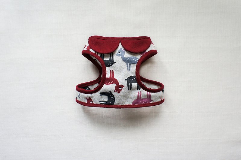 Can be customized. Fawn dog Bibi essential accessories <Harness> - Collars & Leashes - Cotton & Hemp Red