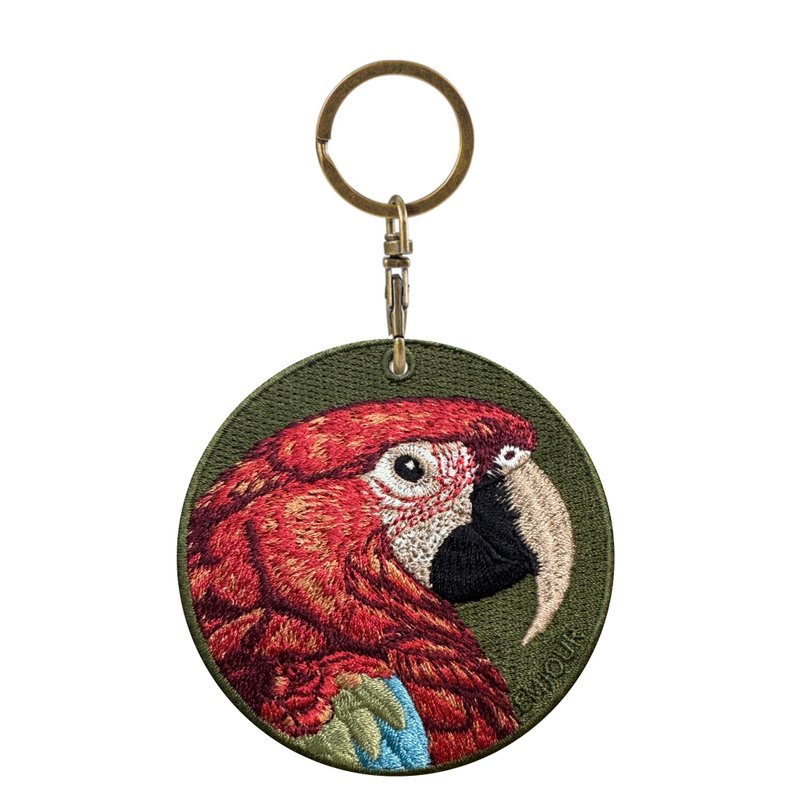 EMJOUR 雙面刺繡吊飾 -紅金剛鸚鵡 | 仿真刺繡 - 吊飾/掛飾 - 繡線 