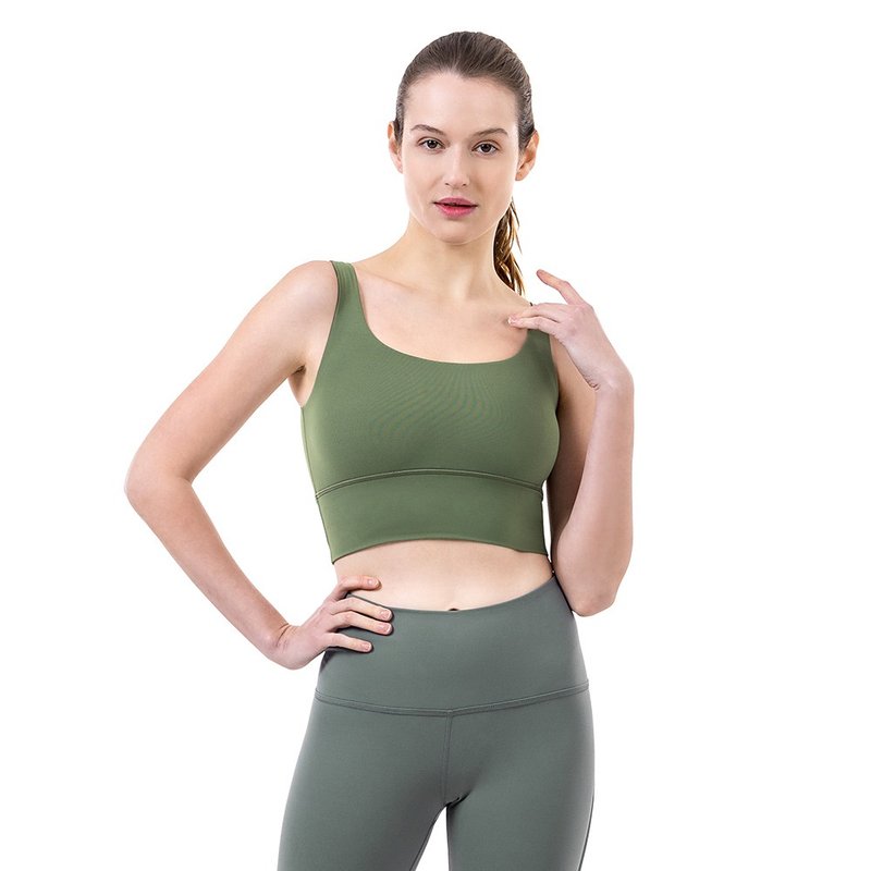 【NAMASTE】Valentina 美背挖空造型短上衣 - 抹茶 - 運動內衣 - 尼龍 綠色