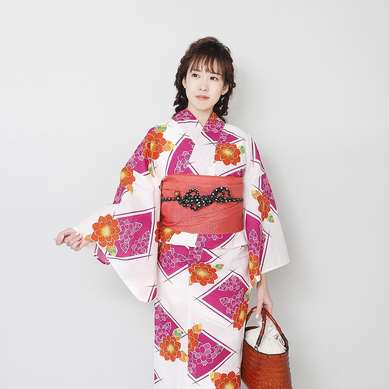 Women's Yukata Obi 2-piece set F size X86-31A yukata - อื่นๆ - ผ้าฝ้าย/ผ้าลินิน สีส้ม