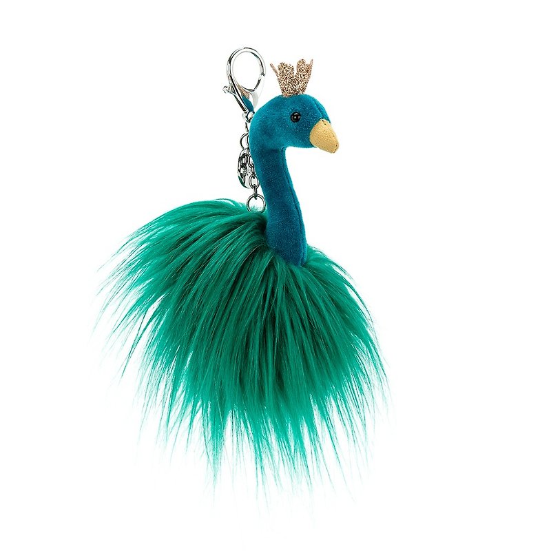 鑰匙圈/吊飾 Fancy Peacock 約14公分 皇冠孔雀 - 吊飾 - 聚酯纖維 綠色