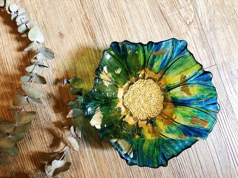 【คลาสเวิร์คช็อป】DIY Taoyuan Summer Gold Shaved Ice Flower Bowl Glass Salad Bowl Glass Gold Leaf Candle Holder