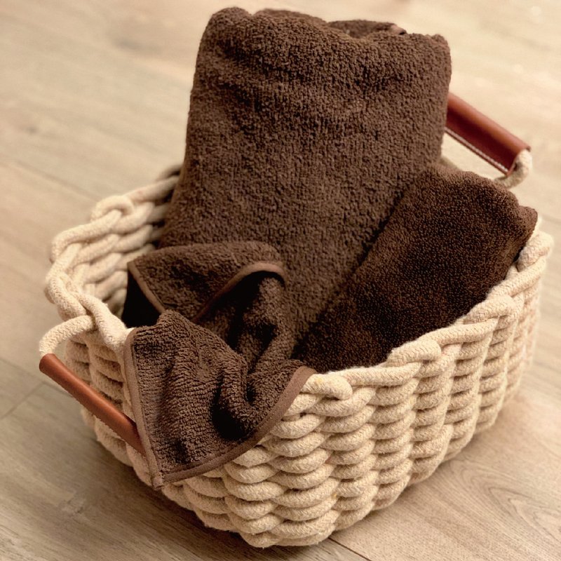 Moisture-absorbing and quick-drying MIT rich three-piece set-chestnut Brown(bath towel, hand towel, square towel) - ผ้าขนหนู - ไนลอน สีนำ้ตาล