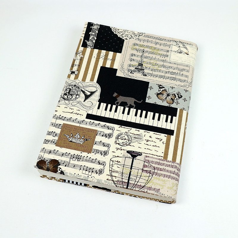 A5 Adjustable Mother's Handbook Cloth Book Cloth Cover - Piano Score (coffee) - สมุดบันทึก/สมุดปฏิทิน - ผ้าฝ้าย/ผ้าลินิน สีนำ้ตาล