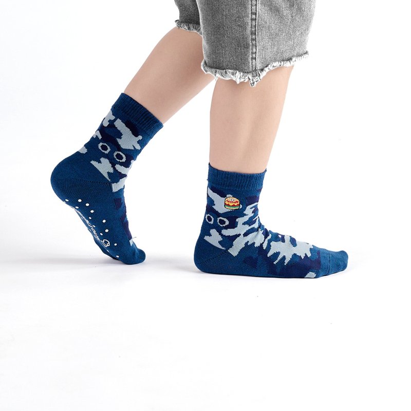 [Joint Series Crazygogo] Mountaineering Notes/Blue (16-18, 19-22) MIT Design Children's Socks - Socks - Cotton & Hemp Blue