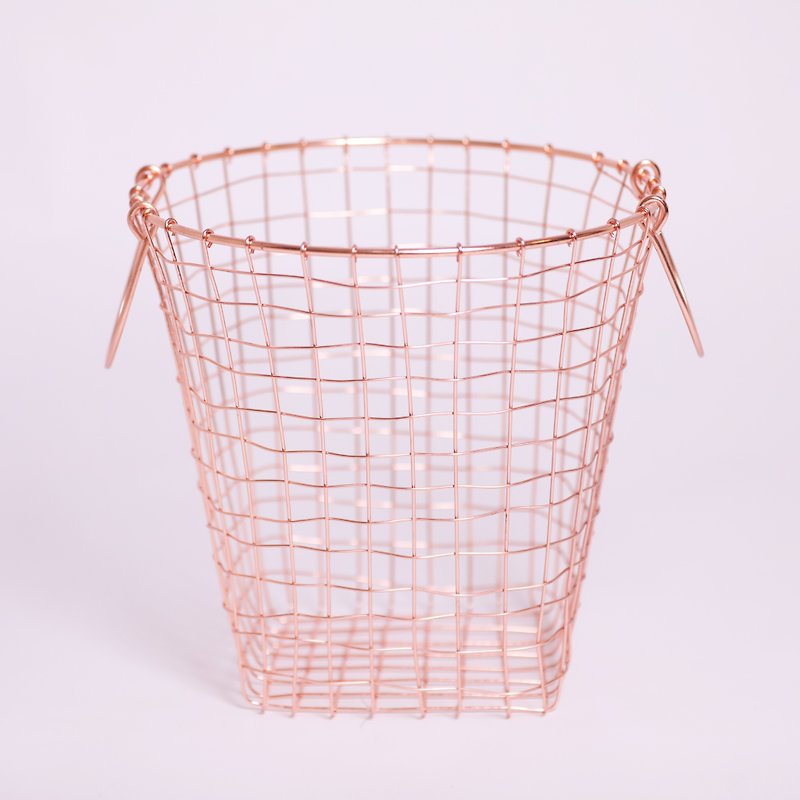 cylinder copper color iron basket-fair trade - กล่องเก็บของ - โลหะ สีทอง