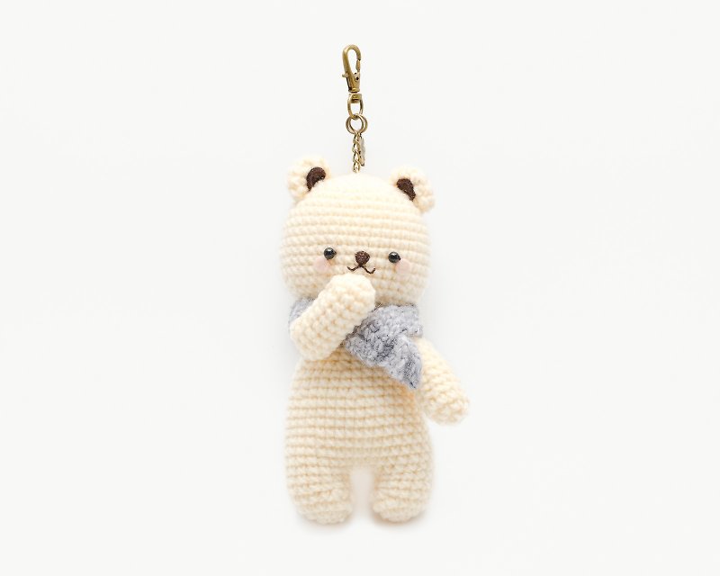 Keychain Amigurumi a White Bear/ Crochet keyring/ Cozy doll. - Keychains - Acrylic White
