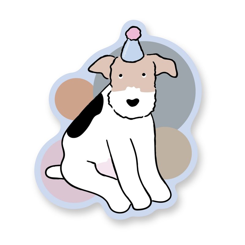 Wirefoxterrier 剛毛獵狐梗造型明信片－派對 - 卡片/明信片 - 紙 白色