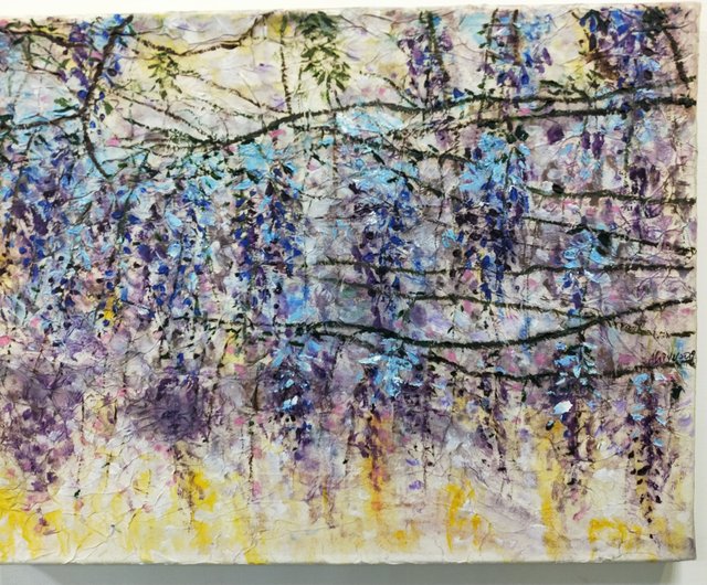 Zhang Qiyuによるオリジナルの油絵。藤の花夏。 - ショップ art