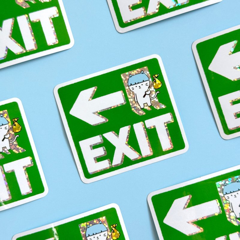 Glitter Sticker - Exit Sign - 貼紙 - 防水材質 