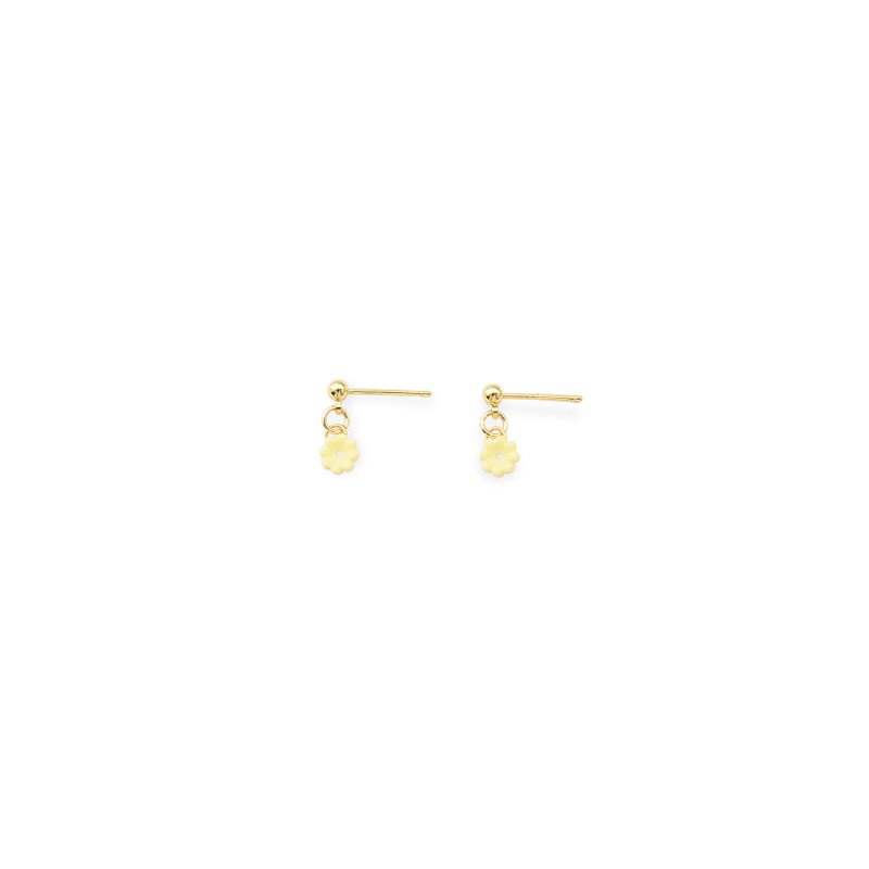 Super Mini Flower 14K Gold Filled Earrings - Light Yellow - ต่างหู - วัสดุอื่นๆ 