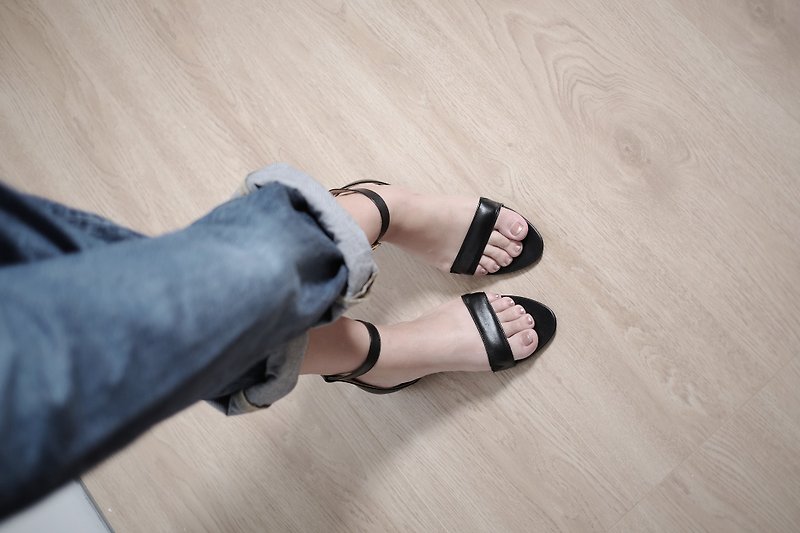 Oné Black heels Sandals | WL - Women's Leather Shoes - Genuine Leather 