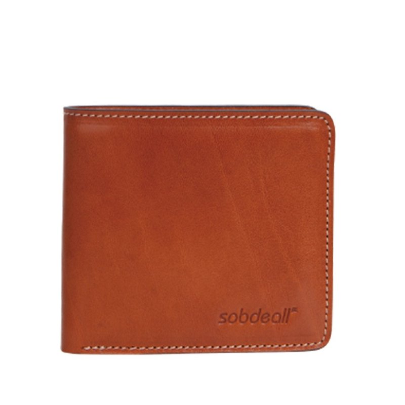 Caramel square coin pocket short clip - Wallets - Genuine Leather Orange