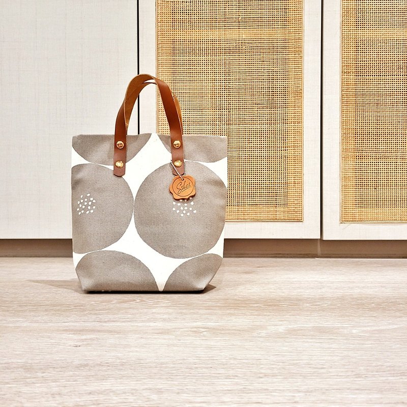 Elegant Japanese canvas cowhide handle bag - coffee gray (new dual magnetic) - Handbags & Totes - Genuine Leather Khaki