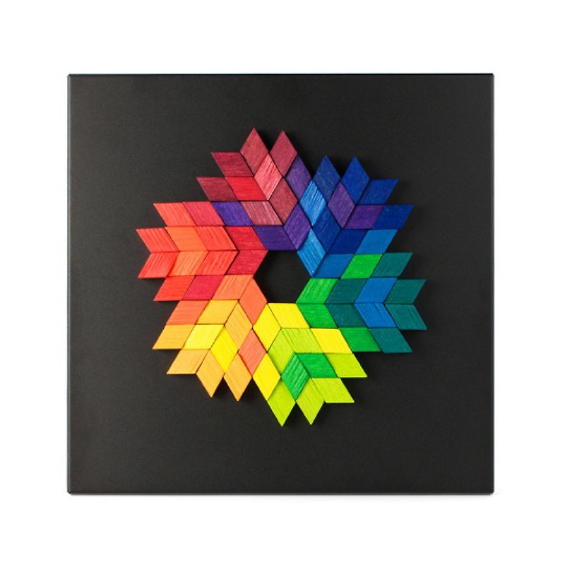 Yizhi relief rhombus - Items for Display - Wood Multicolor
