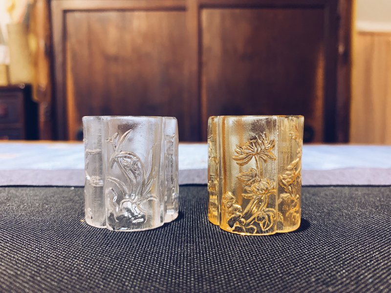 琉璃 四君子 蓋置 - 茶壺/茶杯/茶具 - 琉璃 