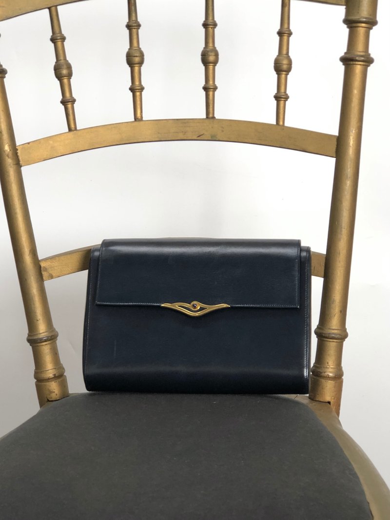 【 日本直送 名牌中古包 】Cartier 卡地亞 鑽石線 經典手拿包 海軍藍 皮革 vintage 古董 old rtrwm3 - 手拿包 - 真皮 藍色