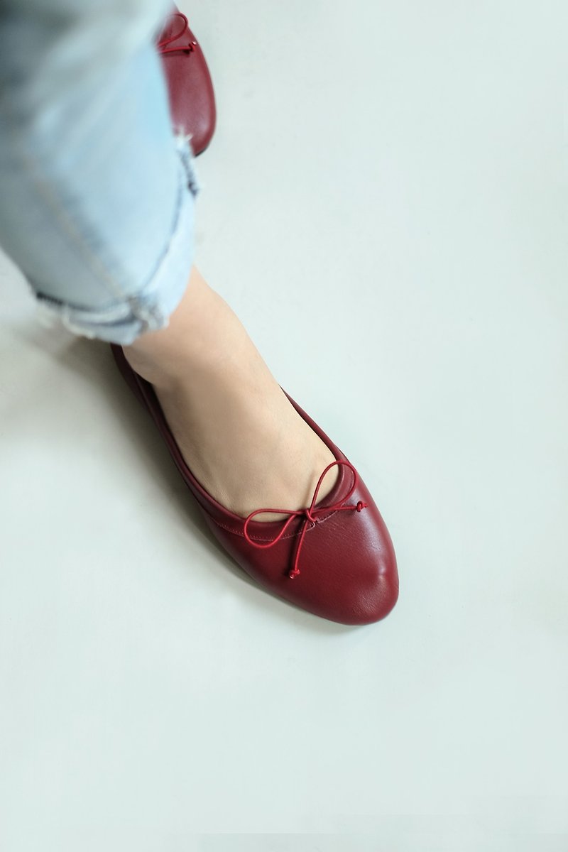 Gloves Ballet (酒紅) Dark Red | WL - 芭蕾舞鞋/平底鞋 - 真皮 紅色