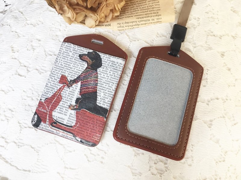 Handmade Gifts "manual pickup really sets" dog ticket to ride leather card holder / card holder / badge / Valentine's Day birthday gift exchange (lanyard) - ID & Badge Holders - Genuine Leather 