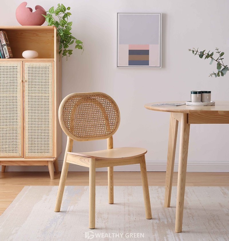 維斯格林 北歐現代實木藤編椅餐椅 - 椅子/沙發 - 木頭 