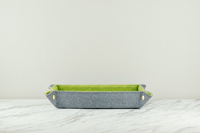 Shibaful x Recycled Leather Tray - Storage - Genuine Leather Green
