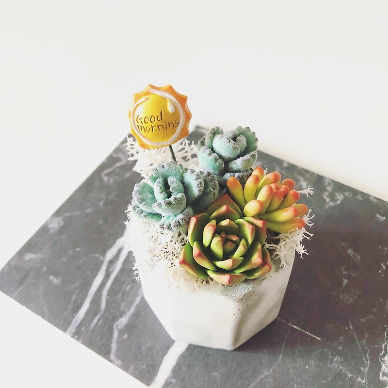Custom made Chihuahua Otome Heart upon order. Simulated clay succulent plant pot_marble - ตกแต่งต้นไม้ - ดินเหนียว สีเขียว