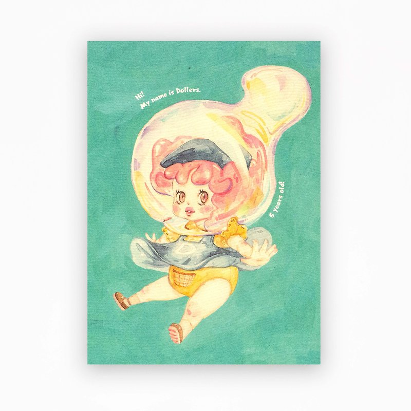 Doris | Unicorn Mani Original Illustration Postcard - การ์ด/โปสการ์ด - กระดาษ หลากหลายสี