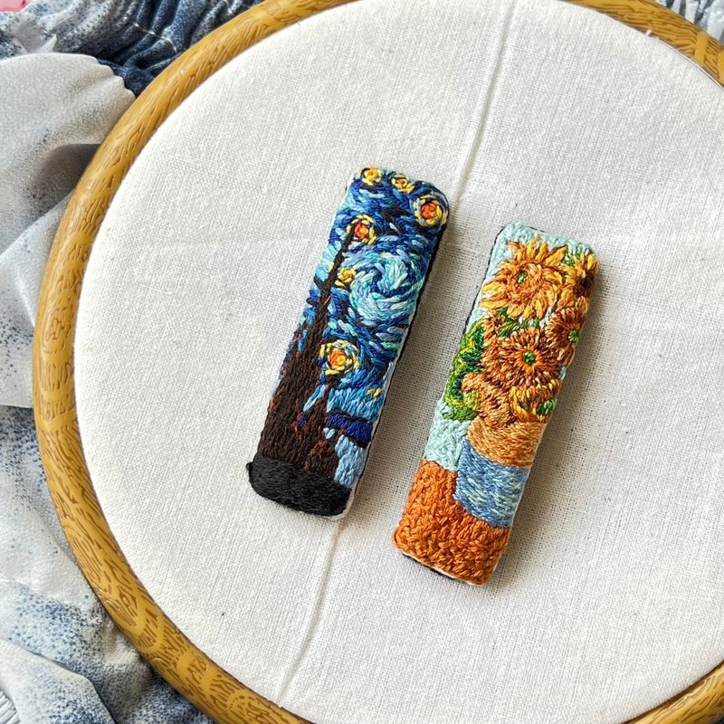 Hair clips Van gogh embroidery - Hair Accessories - Thread Multicolor