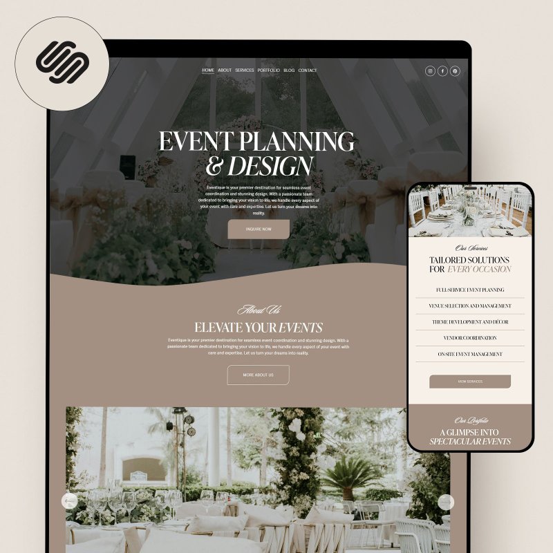 Event Planner Squarespace Website Template, Wedding Planner Template - 圖文模板設計 - 其他材質 