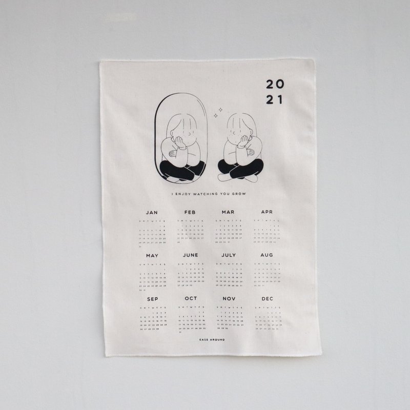 FABRIC CALENDAR - I ENJOY WATCHING YOU GROW NO.2 - 日曆/月曆/年曆 - 棉．麻 黑色