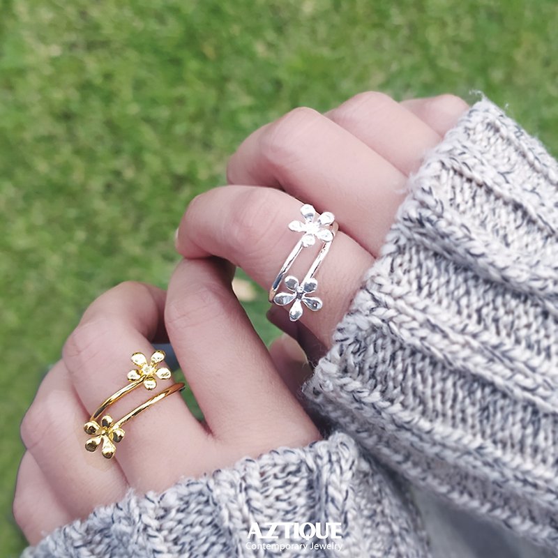Ring Flower , Adjustable ring , Minimalist Jewelry