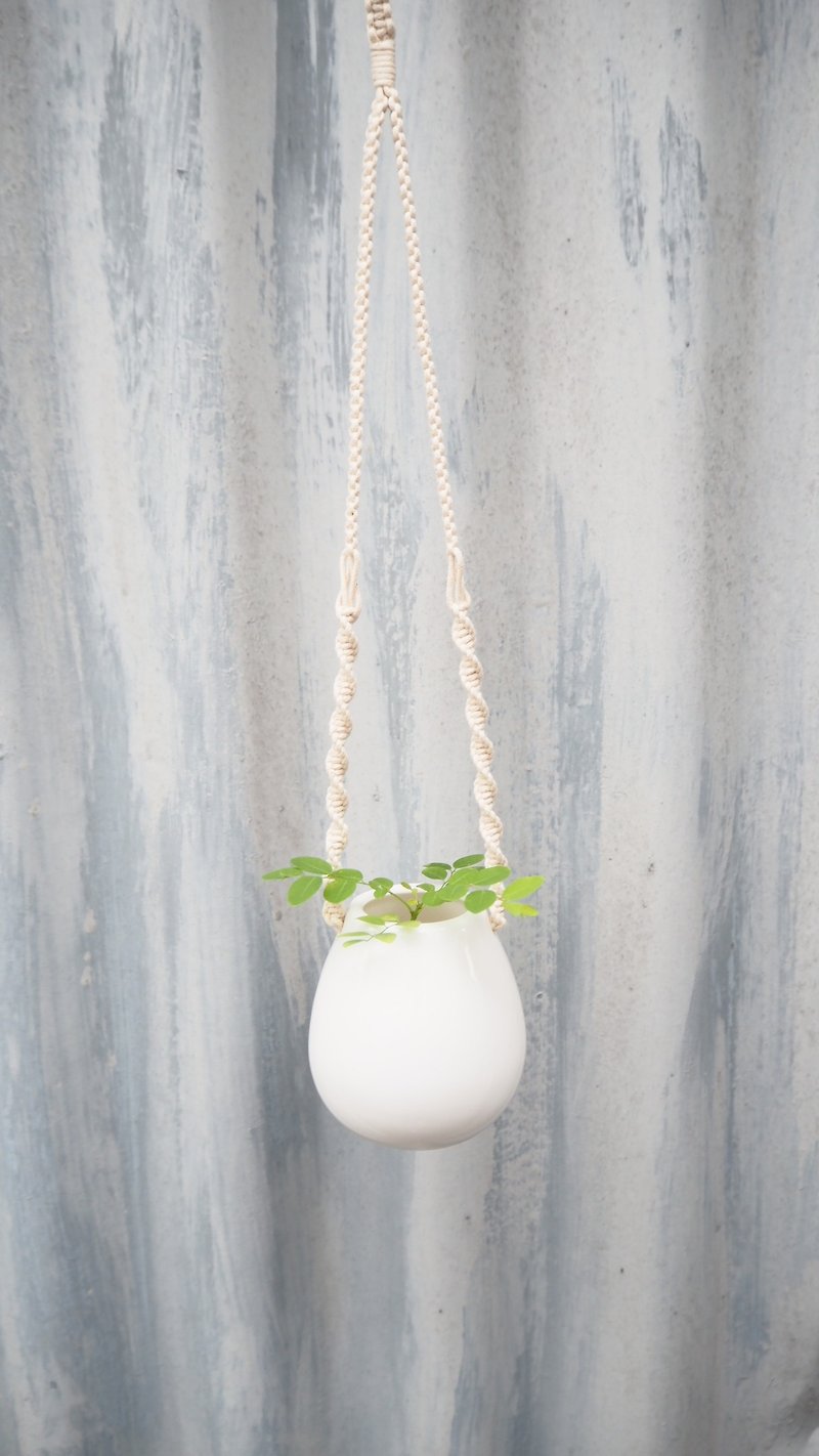 [小白ミニマポットバスケット] [手作り植物バスケット] - 観葉植物 - 磁器 ホワイト