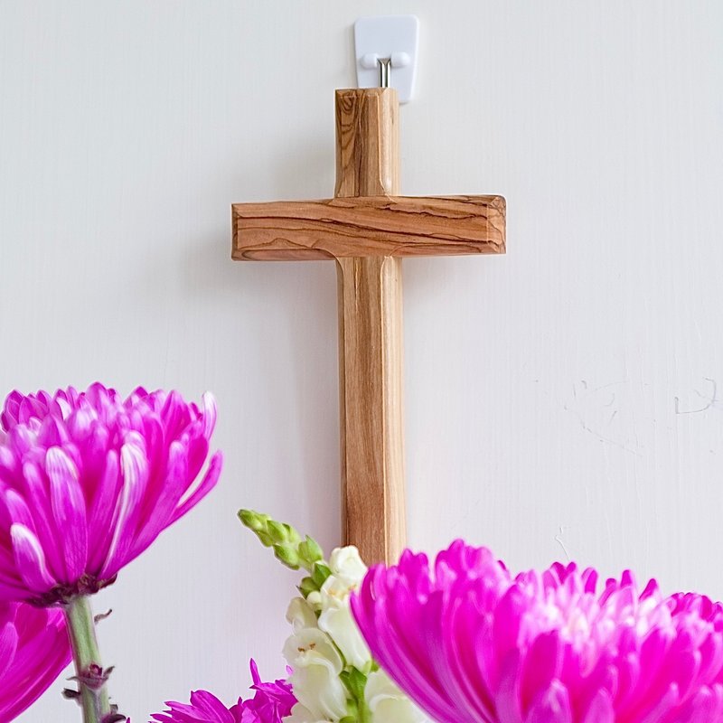 Wall Hanging Wooden Cross Christian Home Decor Olive Wood - ของวางตกแต่ง - ไม้ สีกากี