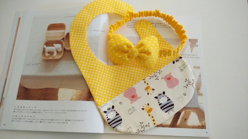 Zoo Mi gift headband + bibs month - รองเท้าเด็ก - วัสดุอื่นๆ สีเหลือง