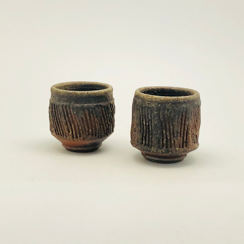 Firewood crepe teacup special pair - แก้ว - ดินเผา สีนำ้ตาล