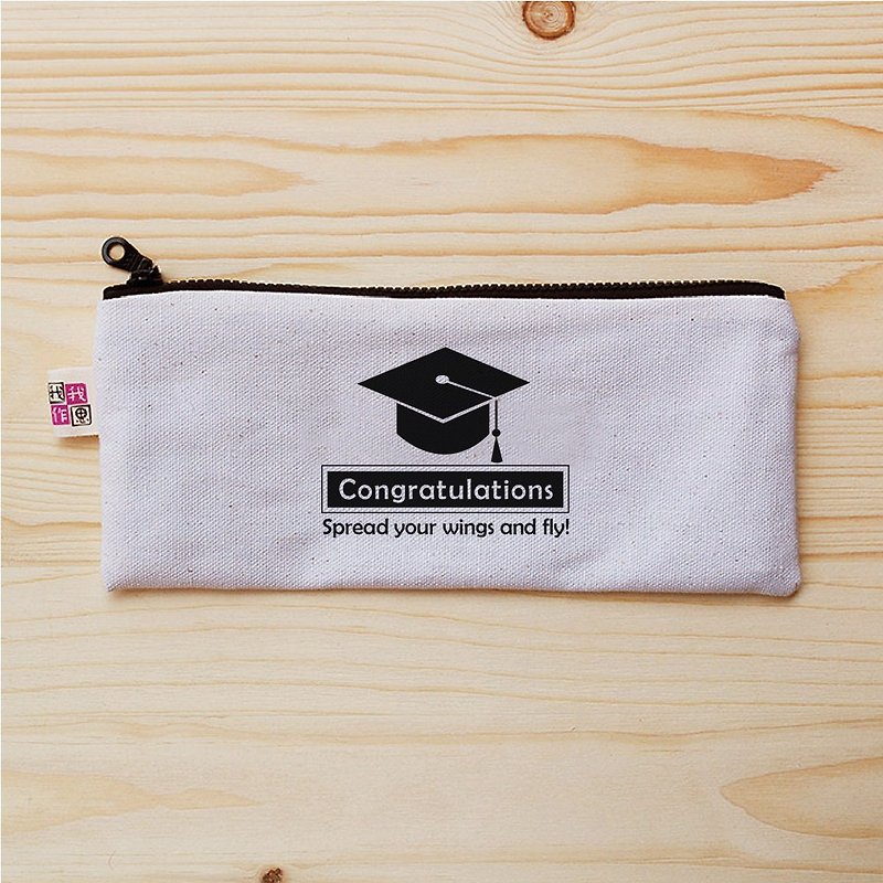 Graduation blessing flat pencil case - Pencil Cases - Cotton & Hemp White