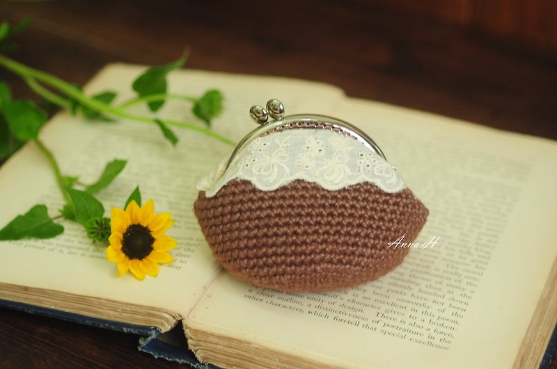 Natural Linen line port gold package Crochet / mouth gold package woven - กระเป๋าใส่เหรียญ - ผ้าฝ้าย/ผ้าลินิน สีนำ้ตาล