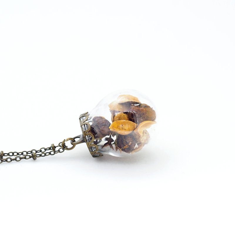 「OMYWAY」Dried Flower Necklace - Glass Globe Necklace - Chokers - Glass Yellow