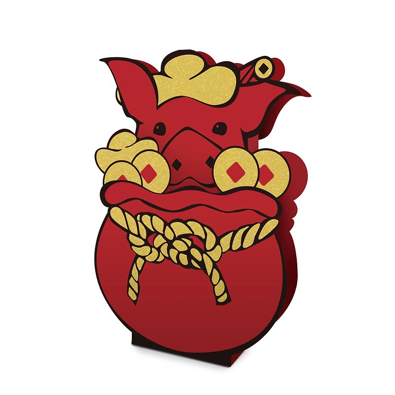Pig treasure pot red envelope gift bag - Chinese New Year - Paper Red