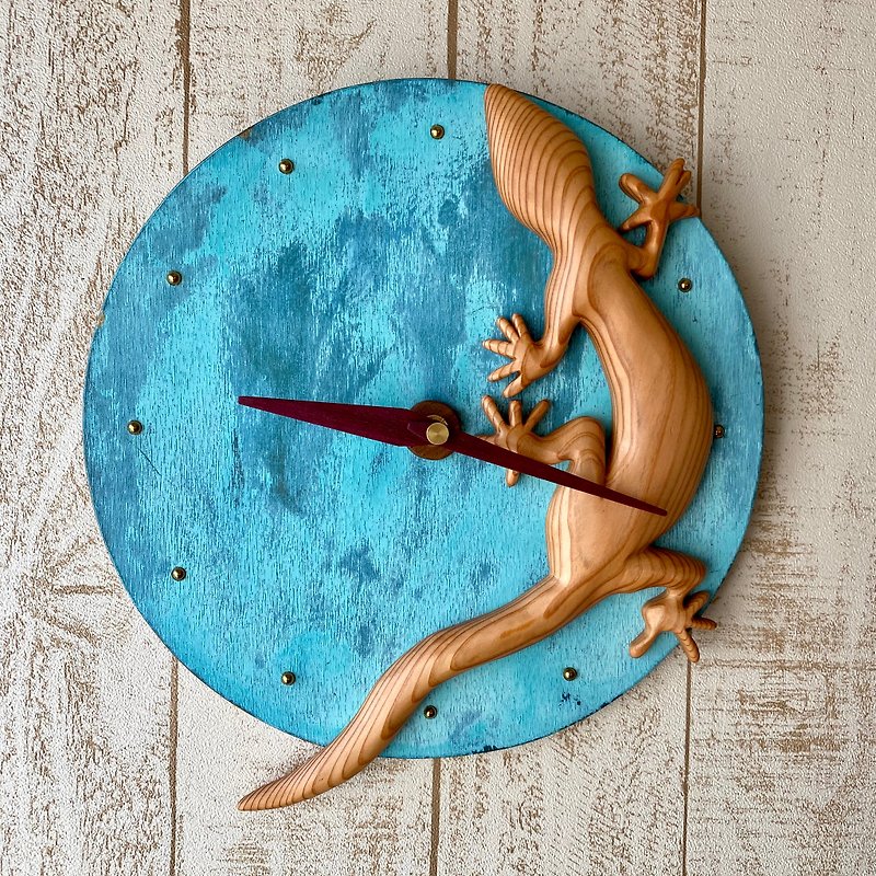 gecko wall clock yoshinosugi1114 - นาฬิกา - ไม้ สีนำ้ตาล