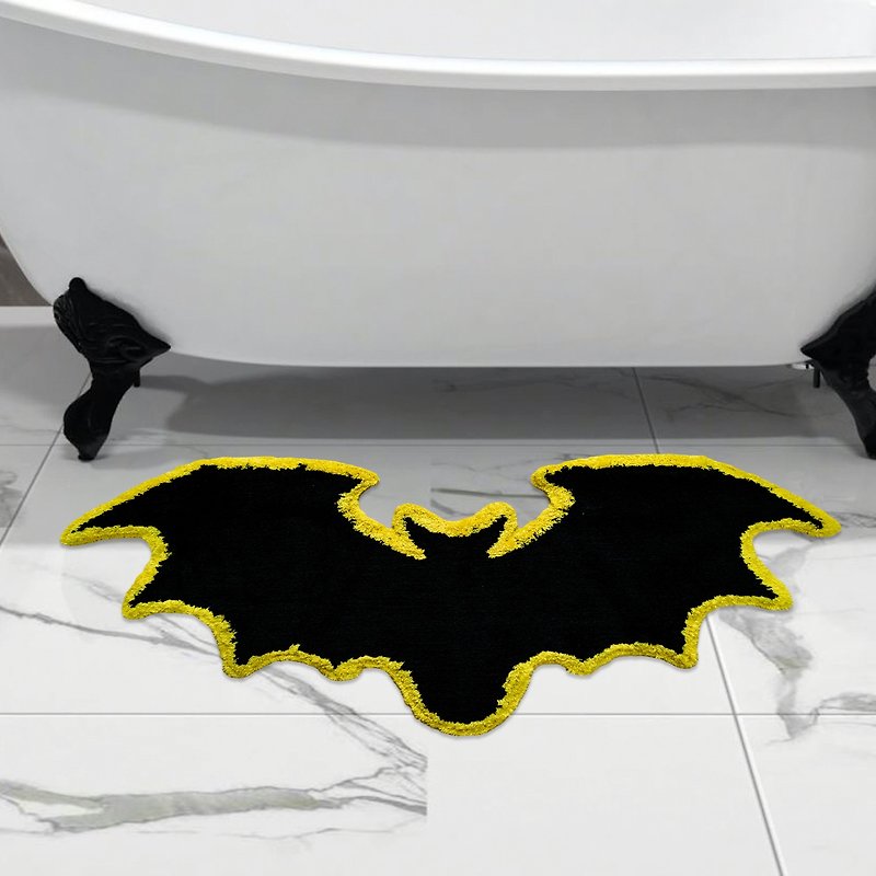 Black Bat Soft Bath Mat Fun Absorbent Non-slip Bathroom Rug Floor Pad - Rugs & Floor Mats - Polyester Black
