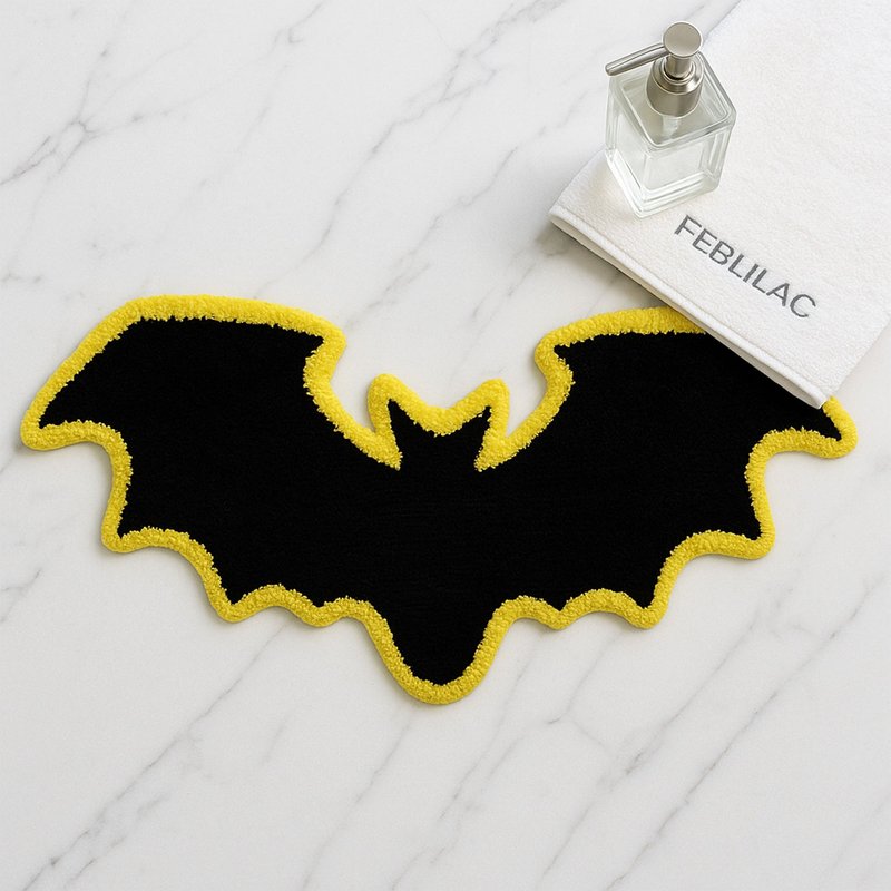 Black Bat Soft Bath Mat Fun Absorbent Non-slip Bathroom Rug Floor Pad - Rugs & Floor Mats - Polyester Black
