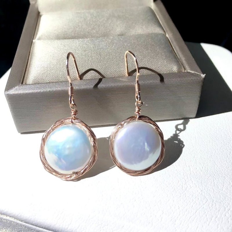 I JEWELRY 宮廷巴洛克風頂級鋯石淡水珍珠流蘇垂墜純銀耳環 深藍 - 耳環/耳夾/耳骨夾 - 純銀 銀色