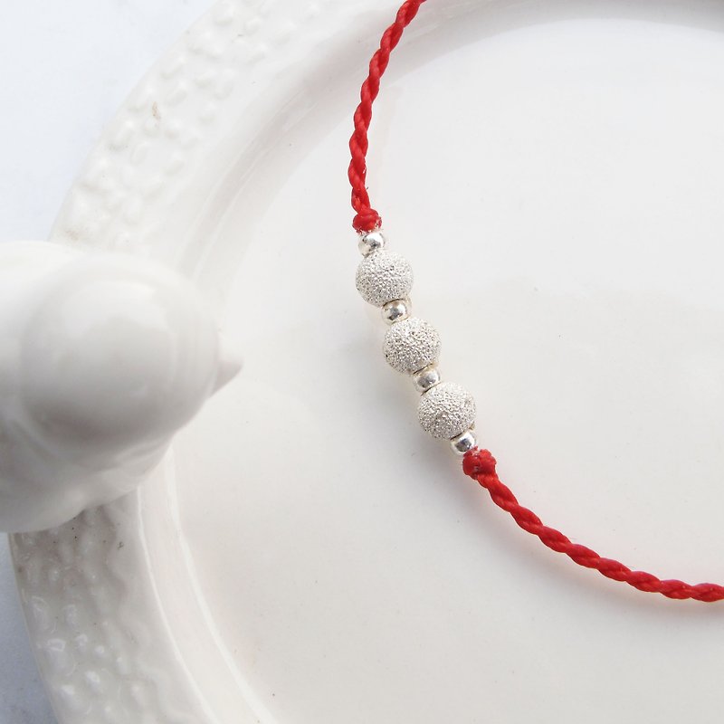 Big staff Taipa [handmade silver] snowflake beads × wax rope silver beads bracelet handmade sterling silver - สร้อยข้อมือ - เงินแท้ หลากหลายสี