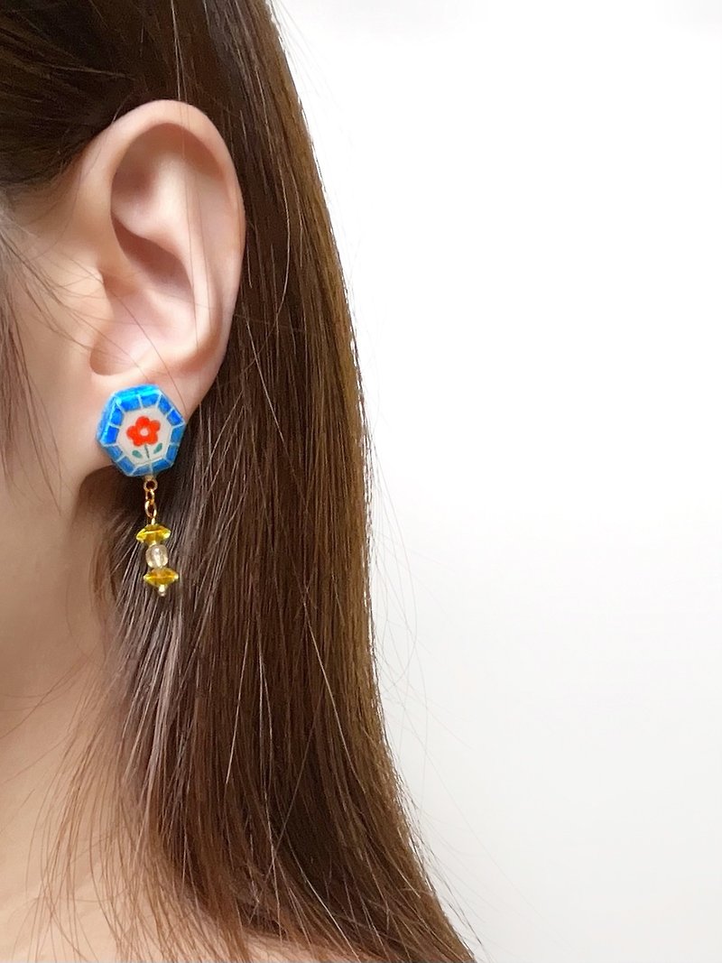 moriyard - original handmade/hand-painted earrings - Earrings & Clip-ons - Other Materials Multicolor