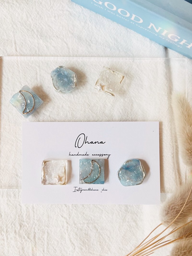 Ohana's set of three earrings - ต่างหู - เรซิน สีน้ำเงิน