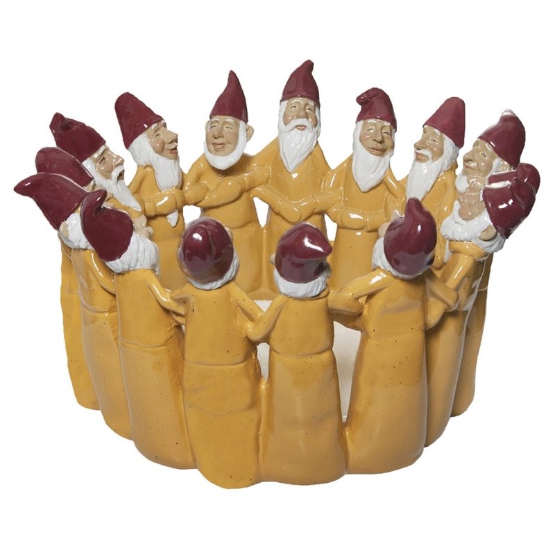 Sweden HARVESTTIME-Santa Claus Candlestick Yellow 32x18.5CM - เทียน/เชิงเทียน - เรซิน สีเหลือง