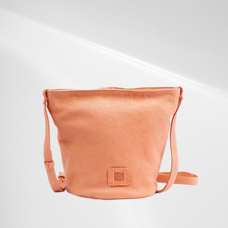 [Spain BIBA] Chester Chi1l Sheepskin Three-dimensional Bucket Bag Peach Orange - Drawstring Bags - Genuine Leather Orange
